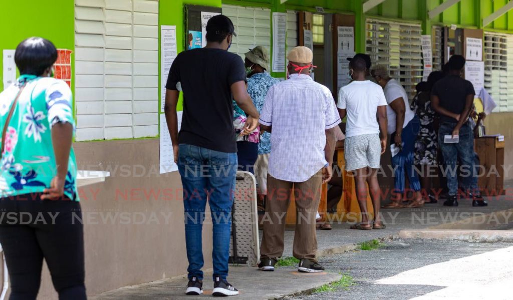 Voters wait their turn at Montgomery Government Primary School to exercise their franchise at the polls. PHOTO BY DAVID REID  - 