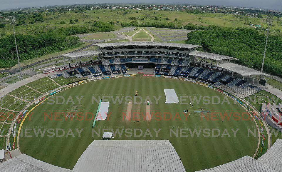 An aerial view of the Brian Lara Cricket Academy, Tarouba, on Monday. The 2020 edition of the Hero Caribbean Premier League will bowl off on Tuesday with a double-header at the venue. - Jeff Mayers