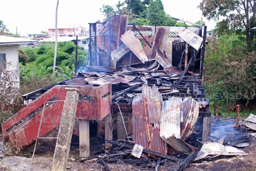 The house at Breamar Drive, Cocoyea which was destroyed by fire on Saturday. - CHEQUANA WHEELER