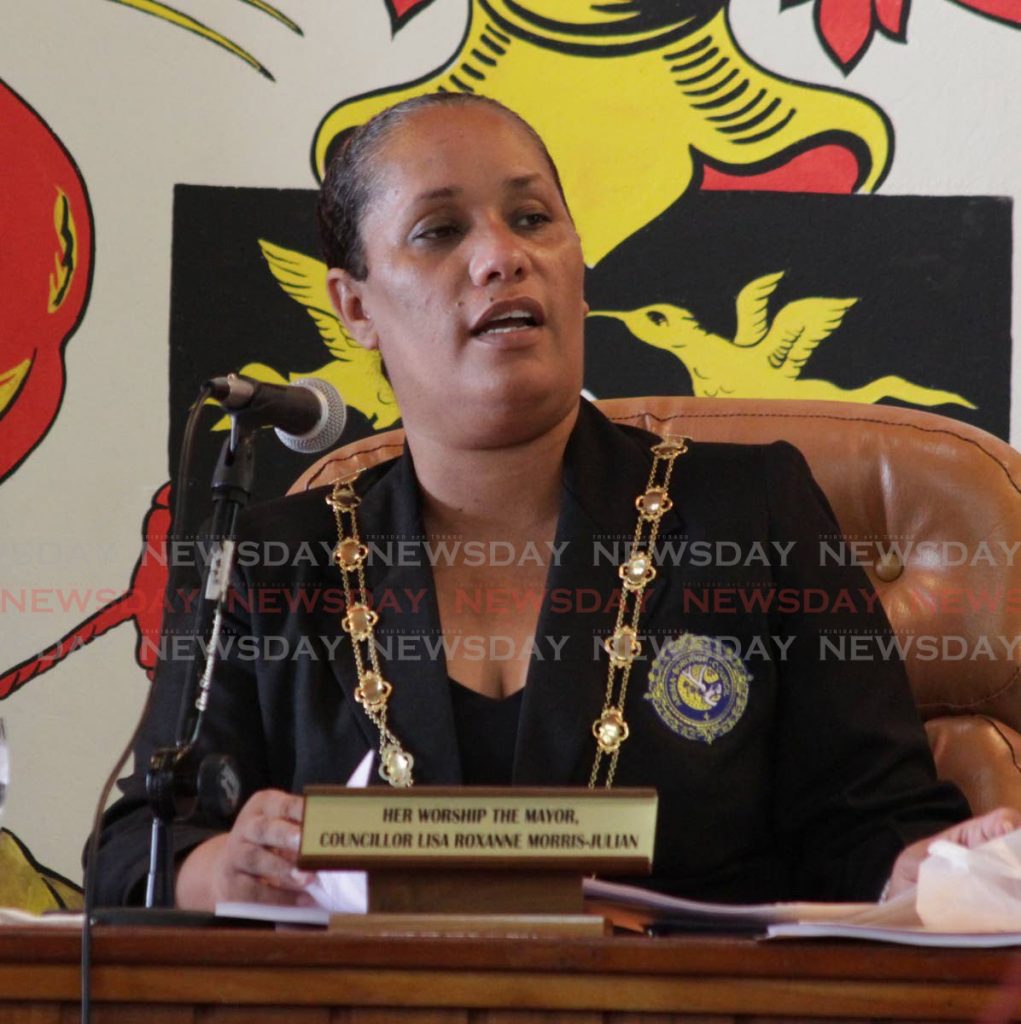 Arima Mayor Lisa Morris-Julian during an Arima Borough Council Statuatory meeting at the Arima Town Hall in this 2018 file photo. - 