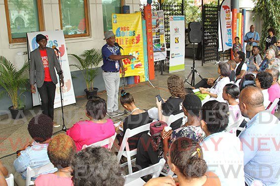 In this May 2, 2019 file photo, Brian London and Black Sage engage in extempo war during the NGC Bocas Lit Fest. The 2020 edition, which runs from September 18-20, will be a series of online events. - ROGER JACOB