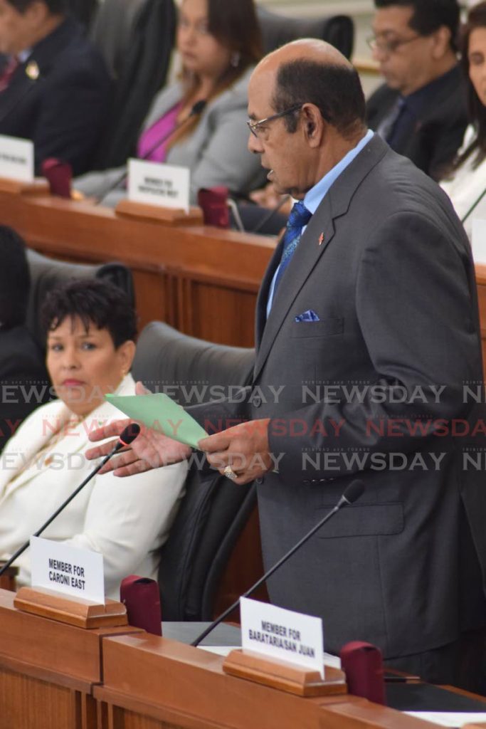 In this January 27, 2020 file photo UNC Caroni East MP Dr Tim Goopeesingh addresses the House of Representatives. Goopeesingh, who did not contest the August 10 general election, said he has covid19 and is in state quarantine.  - Vidya Thurab