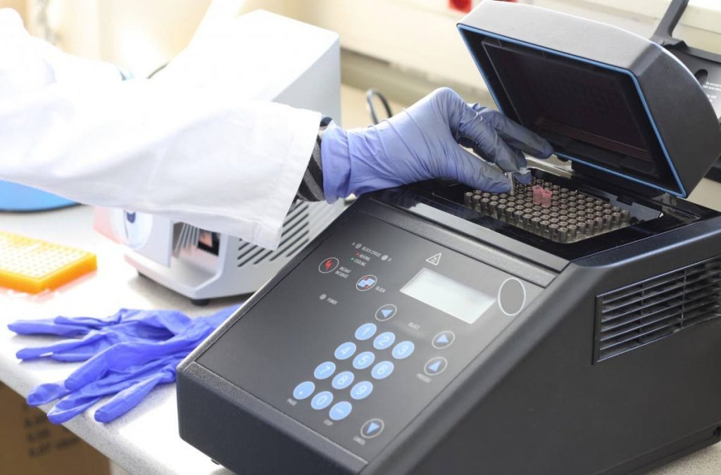 A polymerase chain reaction (PCR) machine, used to test covid19 samples.  