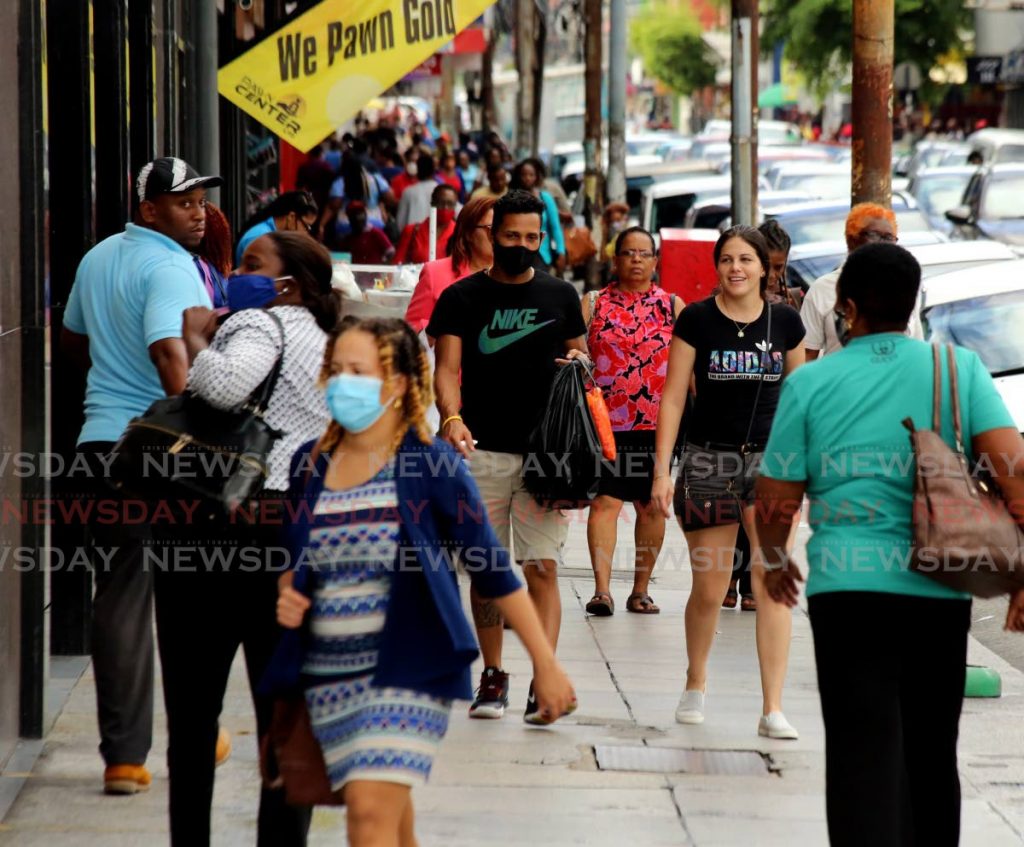 File photo: People walk along Frederick Street, Port of Spain. - Sureash Cholai