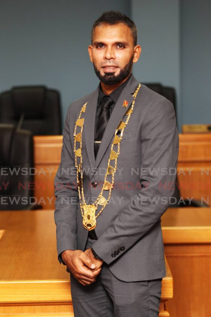 NEW ROLE: Faaiq Mohammed after he was sworn in as the new Chaguanas mayor on Tuesday. - Lincoln Holder