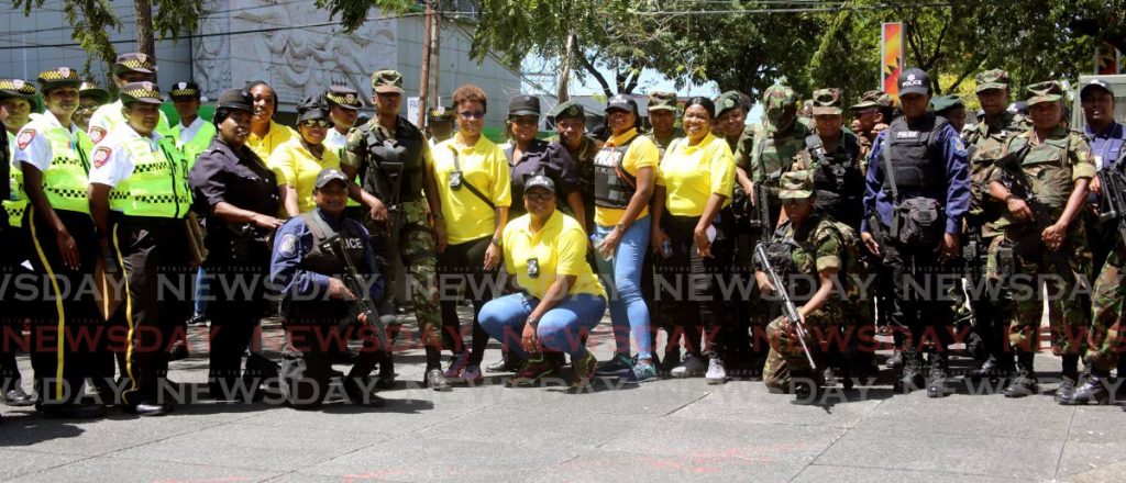 In commemoration of International Women's Day 2020, women from different arms of our national security forces held a show of force in Port of Spain, with a number of roadblock excerises throughout the day, followed by a march that ended on the Brian Lara Promenade. Photo by Sureash Cholal - 