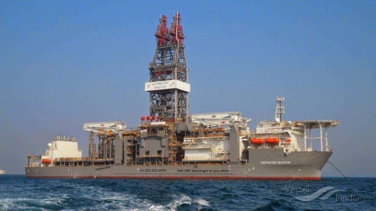 The Invictus deepwater drill ship which returned to TT early August.  - Photo courtesy BHP