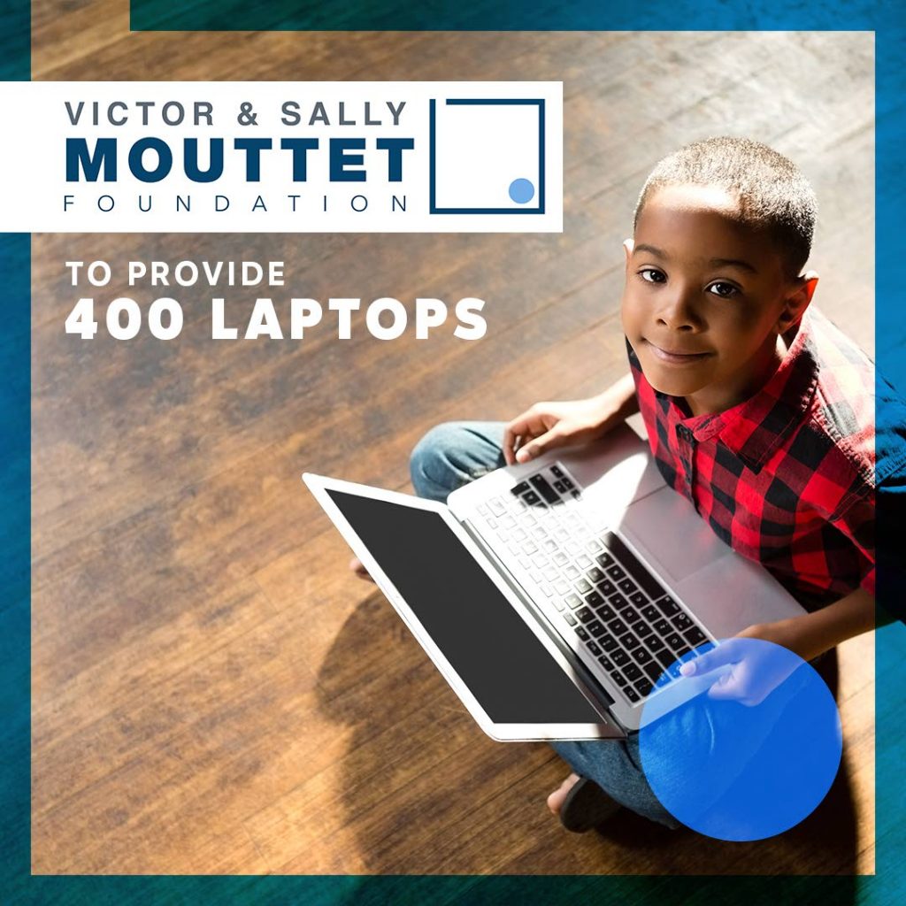 This image accompanied a press release sent by the Victor and Sally Mouttet Foundation which announced it was making 400 laptops available to students doing online classes at home because of covid19 restrictions.  - 