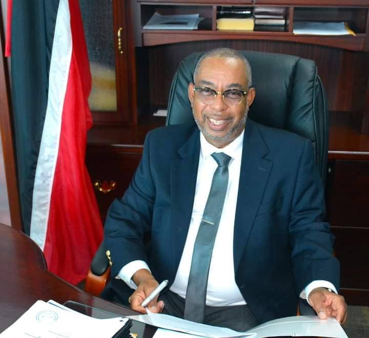 Labour Minister Stephen Mc Clashie at work in his office at the Ministry of Labour and Small Enterprise Development at Tower C, International Waterfront Centre, Port of Spain. - 