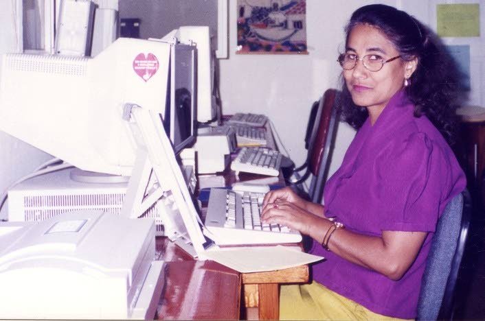 Tara Ramoutar at work at the Cafra secretariat in 1996. - 