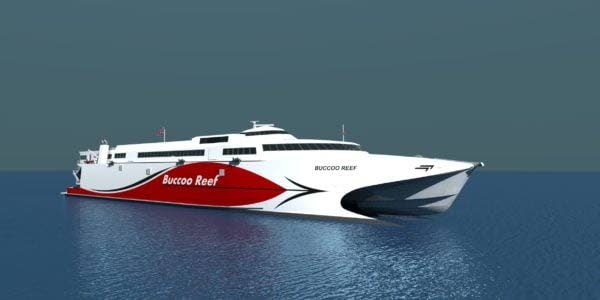 An artist's rendering of the Buccoo Reef catamaran, one of two fast ferries bought by the Government to service the inter-island seabridge. The Buccoo Reef is being built in Australia and will be completed in 2021. The APT James vessel will be arriving by the end of October and service the seabridge by December, according to Finance Minister Colm Imbert.  - 