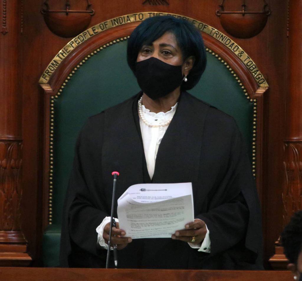 Speaker Bridgid Annisette-George presides over the budget debate in Parliament on Friday. - Courtesy the Office of T&T Parliament
