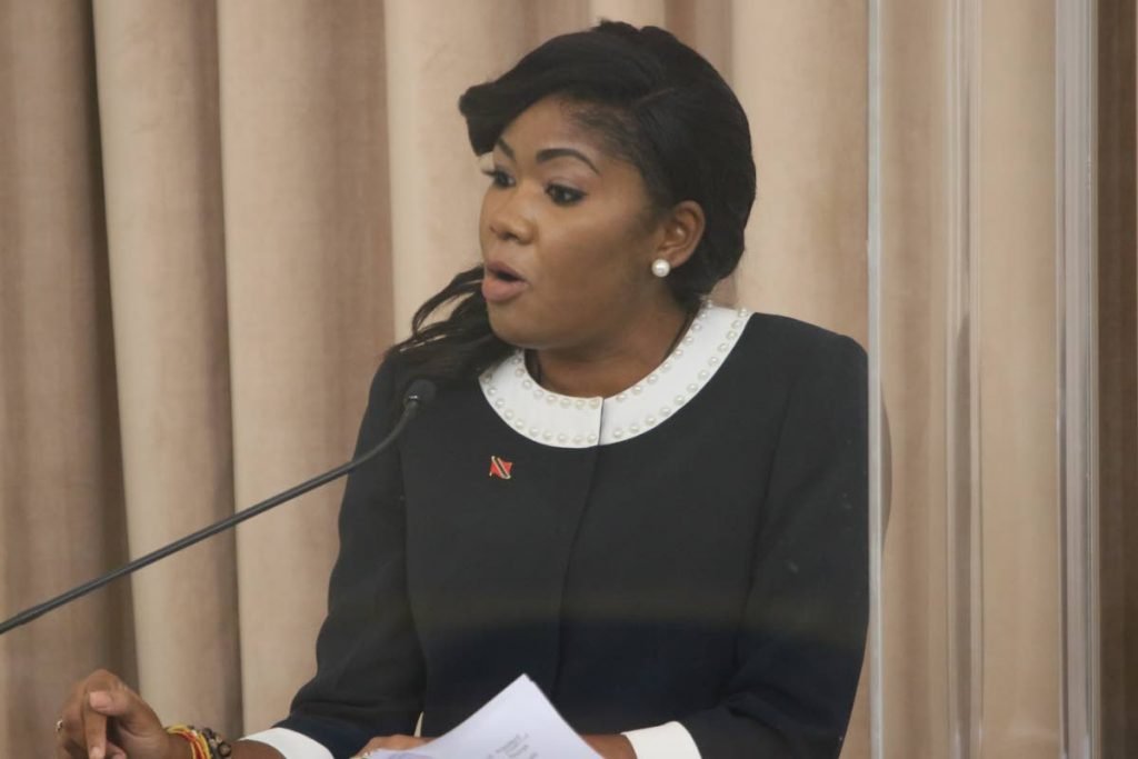 MP for Moruga/Tableland Michelle Benjamin makes her maiden parliamentary contribution during debate on the budget in the Red House on Monday. - Parliament of TT