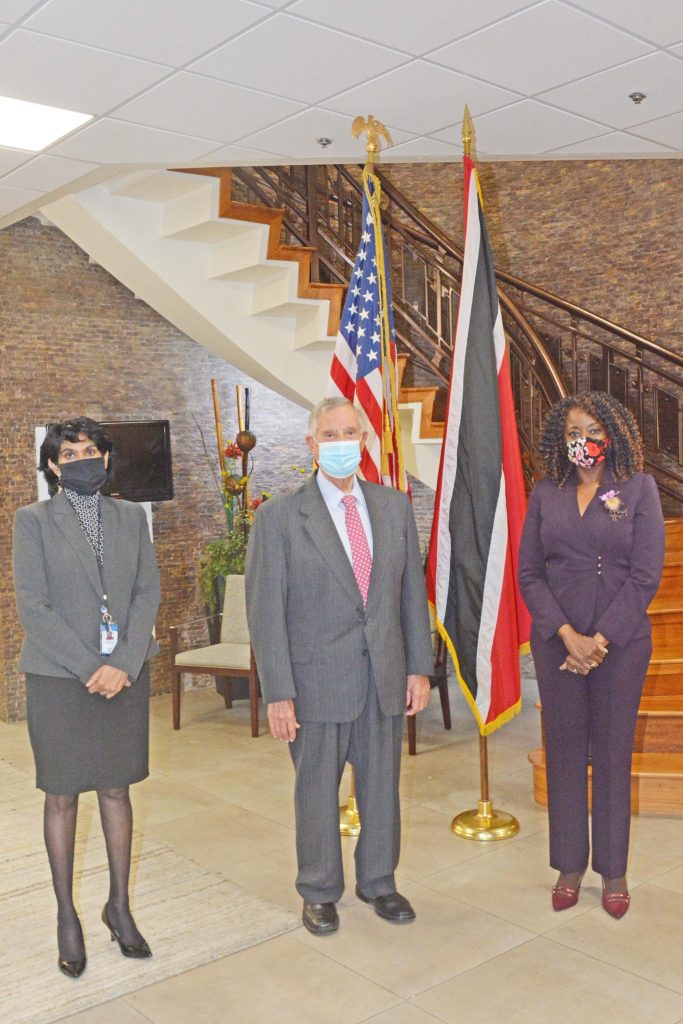 Minister of Social Development and Family Services Senator the Honourable Donna Cox meets with United States Ambassador to Trinidad and Tobago, His Excellency Joseph N. Mondello. Accompanying Minister Cox is Permanent Secretary Sheila Seecharan.

- Ministry of Social Development