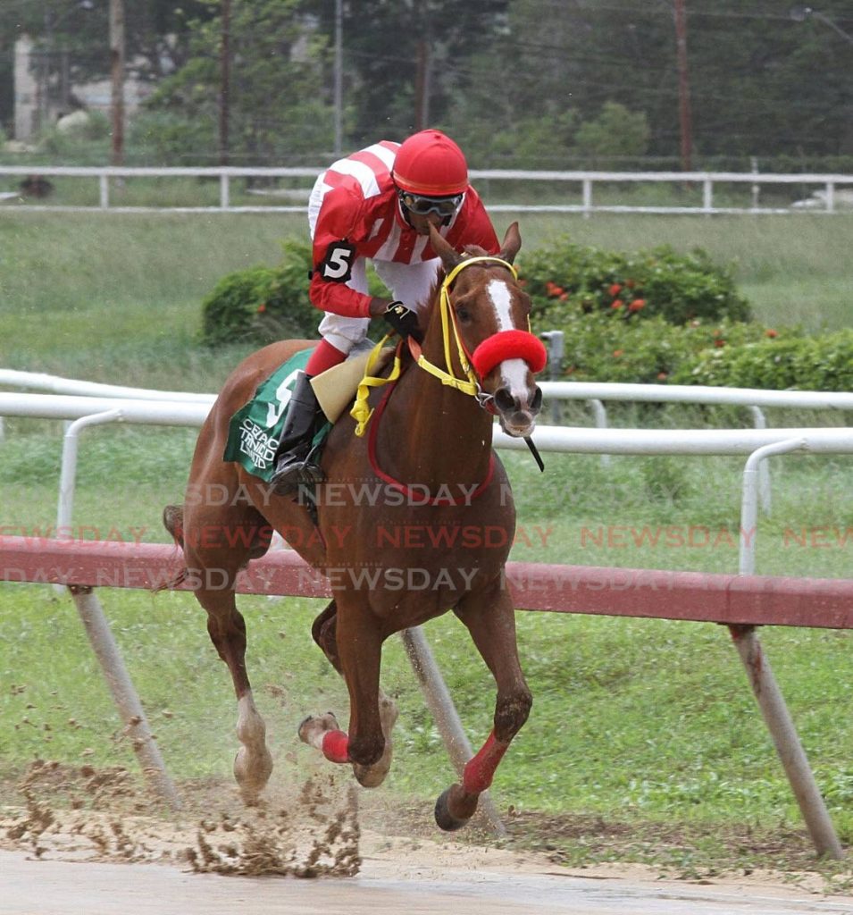 In this June 27 file photo, Apache wins the debut race at Santa Rosa Park, Arima. This was the first race day since Covid-19 health measure were relaxed. - Angelo M. Marcelle