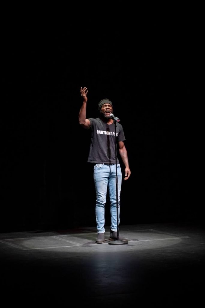  Ahmad Abdullah-Muhammad performs Therapy  Session which earned him third place at the finale of the 2020 First Citizen National Poetry Slam. - 