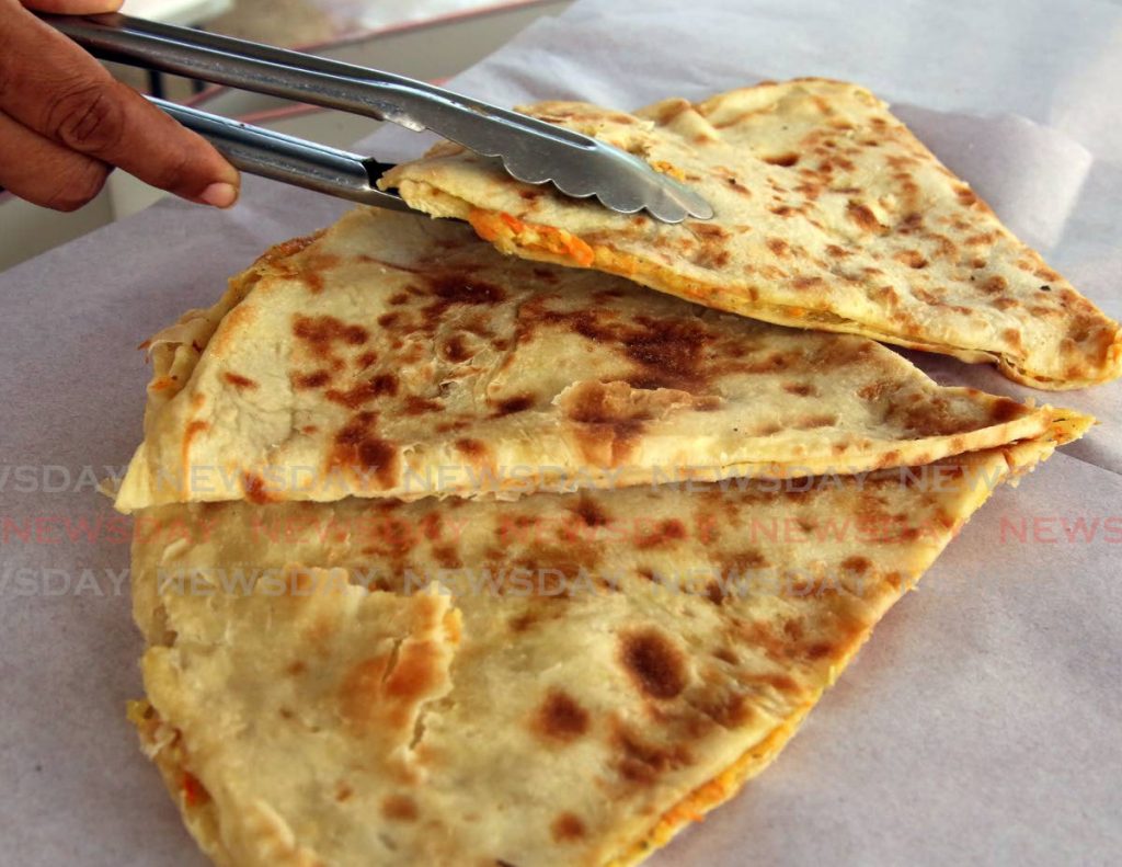 PEPPER ROTI   @ Al's Doubles stall Aranquez - SUREASH CHOLAI