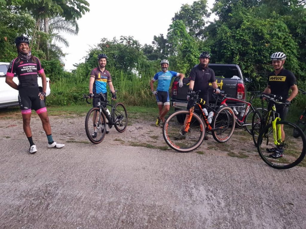 The group of TT cyclists before starting the Everesting Challenge in Chaguaramas, on Friday. - 