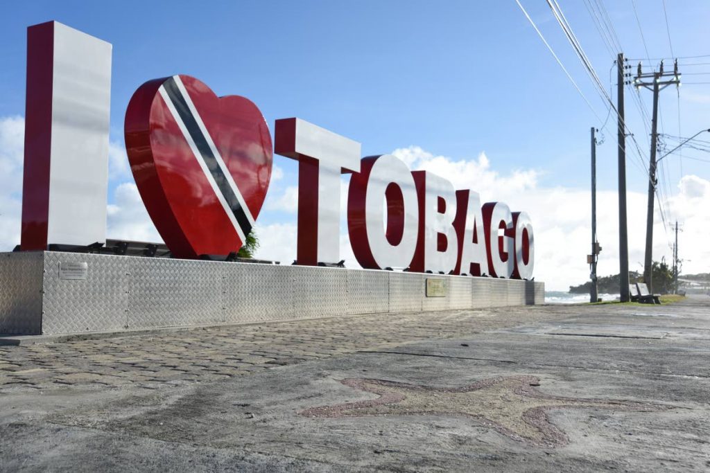 File photo of the I Love Tobago sign at the Scarborough Esplanade. PHOTO BY AYANNA KINSALE 