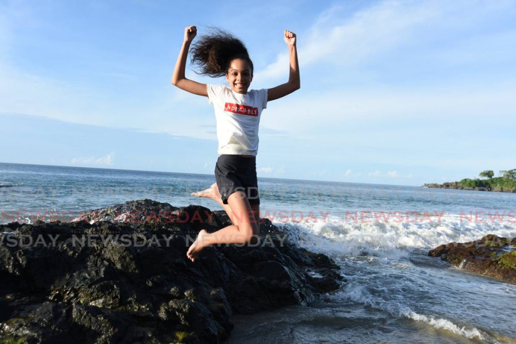 Covid19 is not keeping Susannah Thompson's spirits as she has fun at her favourite beach, Stonehaven, Black Rock, Tobago.  - 