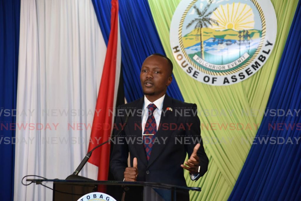 THA Chief Secretary Ancil Dennis during a post-executive council briefing in Scarborough on November 11. File photo/Ayanna Kinsale - 