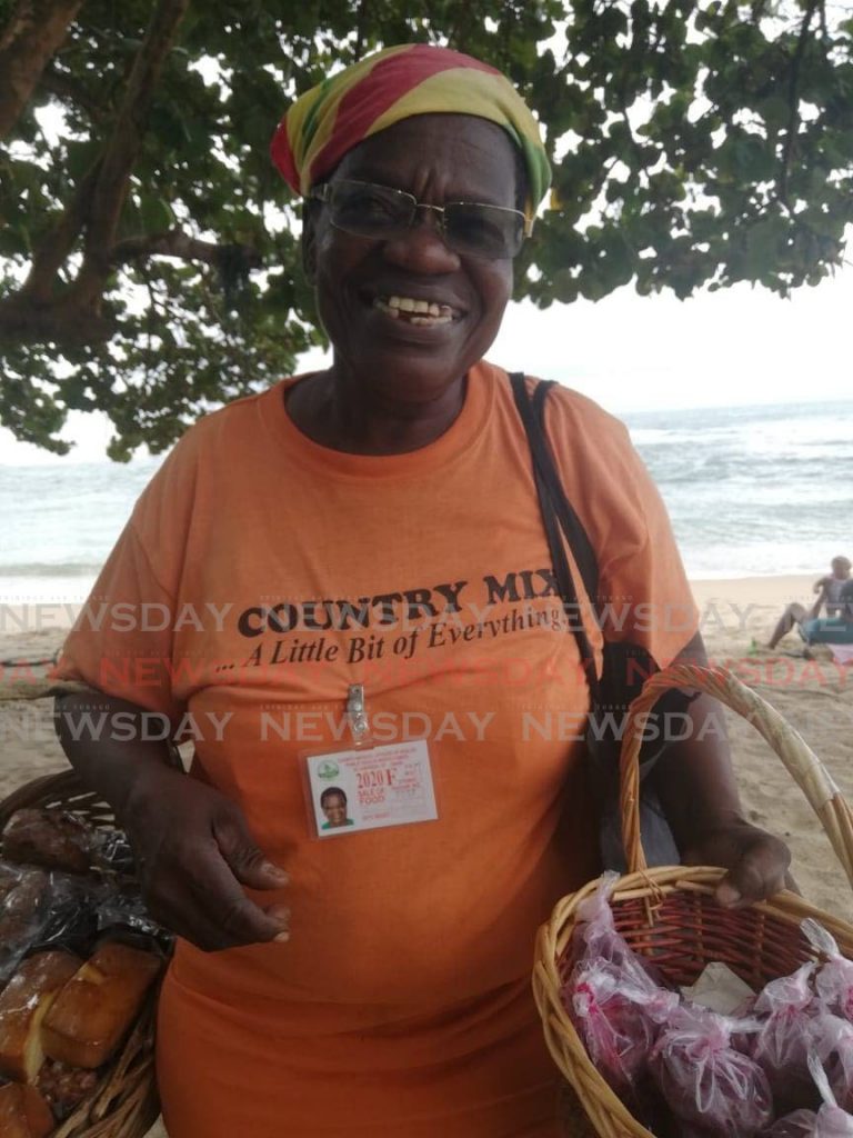 Josephine Lett with her baskets of goodies at Salybia Beach, Toco. - Darren Bahaw