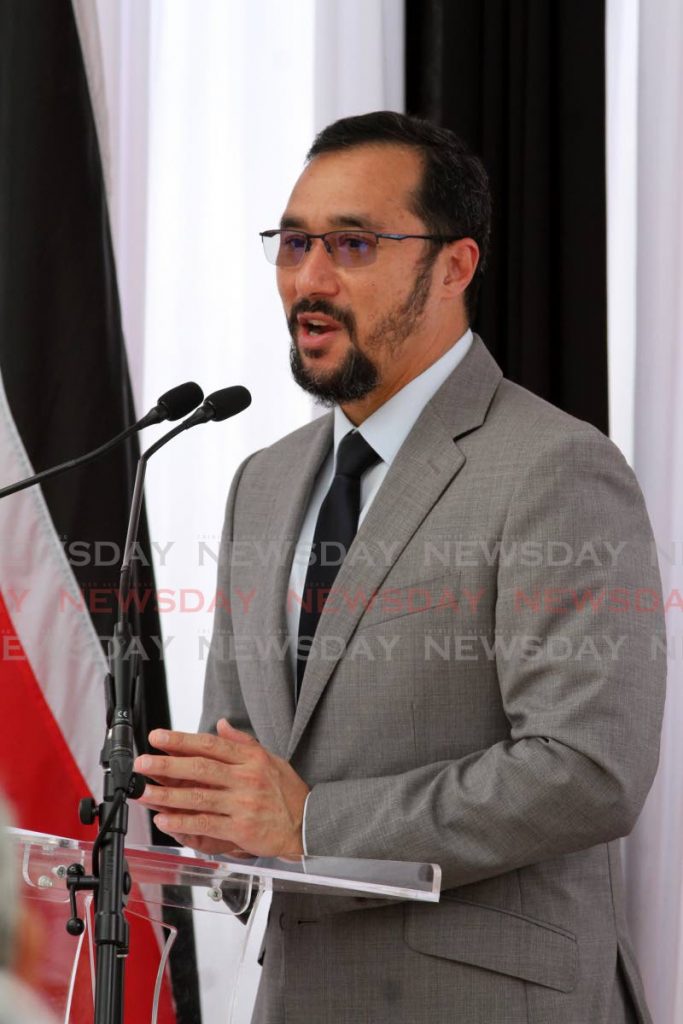 Minister of National Security Stuart Young, address the sod turning ceremony of the  new Ministry of Health Headquarters, 5-6 Queen's Park East, Port of Spain on Tuesday - Angelo Marcelle