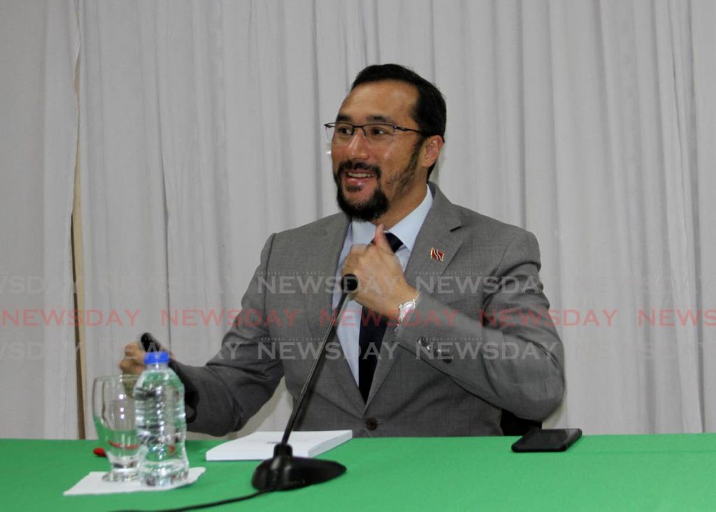 Minister of National Security Stuart Young speaks during a media conference at the Ministry of National Security on Abercromby Street, Port of Spain. - DARREN BAHAW