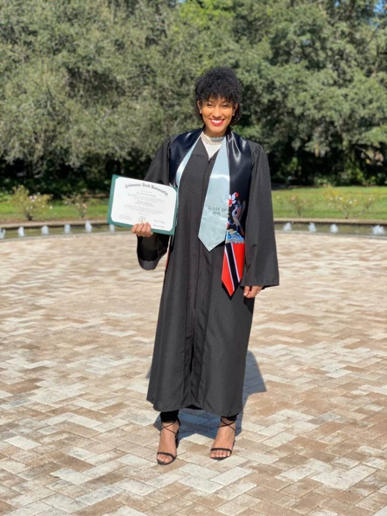 Former TT volleyballer Asia Joseph after graduating with a masters in Strength and Conditioning from Arkansas Tech University. - COURTESY ASIA JOSEPH