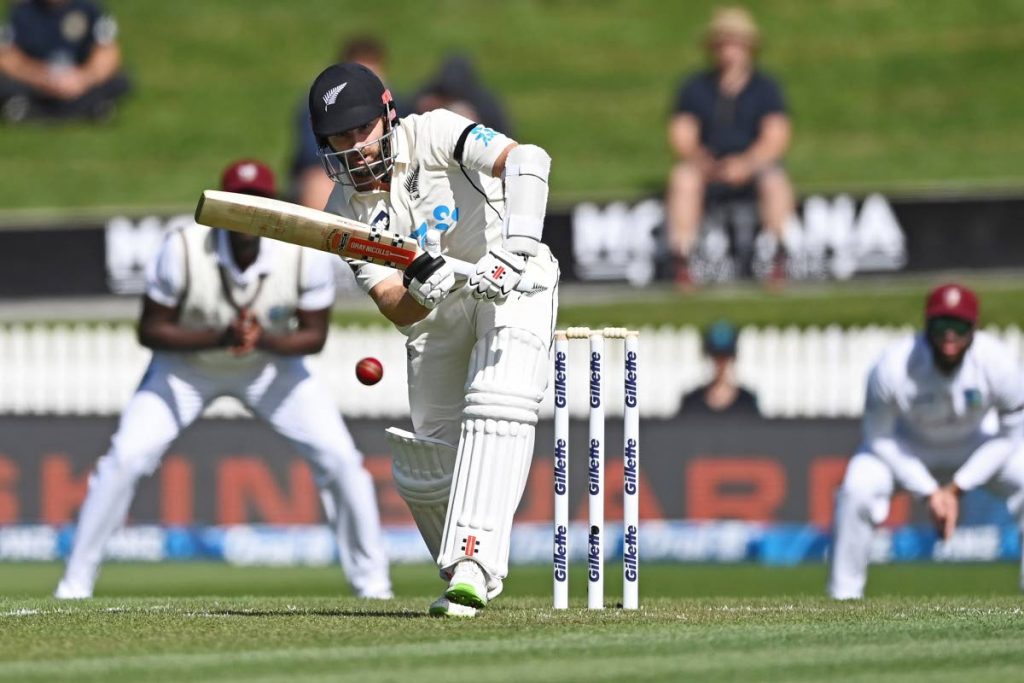 New Zealand batsman Kane Williamson bats during play on day one of the first Test against the West Indies in Hamilton, New Zealand, on Thursday. (via AP) - 