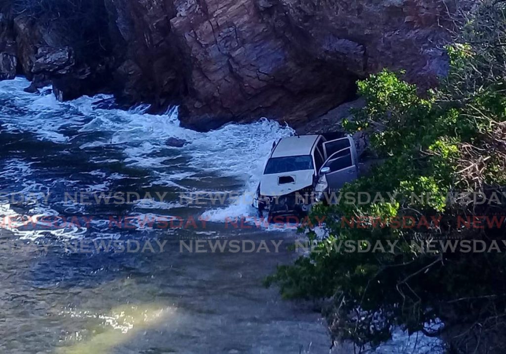 Crashed Toyota Hilux found abandoned on a beach in Penzance, Toco, on Thursday morning belonging to Krystal Primus-Espinoza who was reported missing yesterday (Tuesday) - Angelo Marcelle