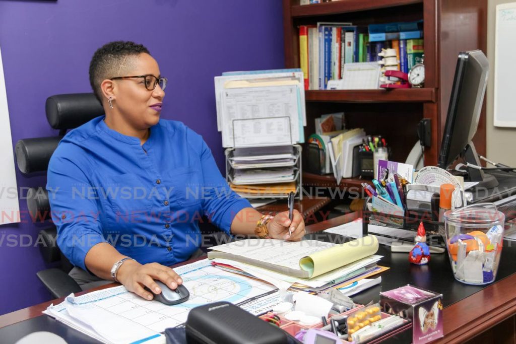 Chair of the TT Cancer Society Dr Asante Le Blanc discusses cases at her office in Woodbrook in March 2018. Le Blanc said men have an almost two-to-one ration with women when it comes to cancer. FILE PHOTO/JEFF MAYERS - 