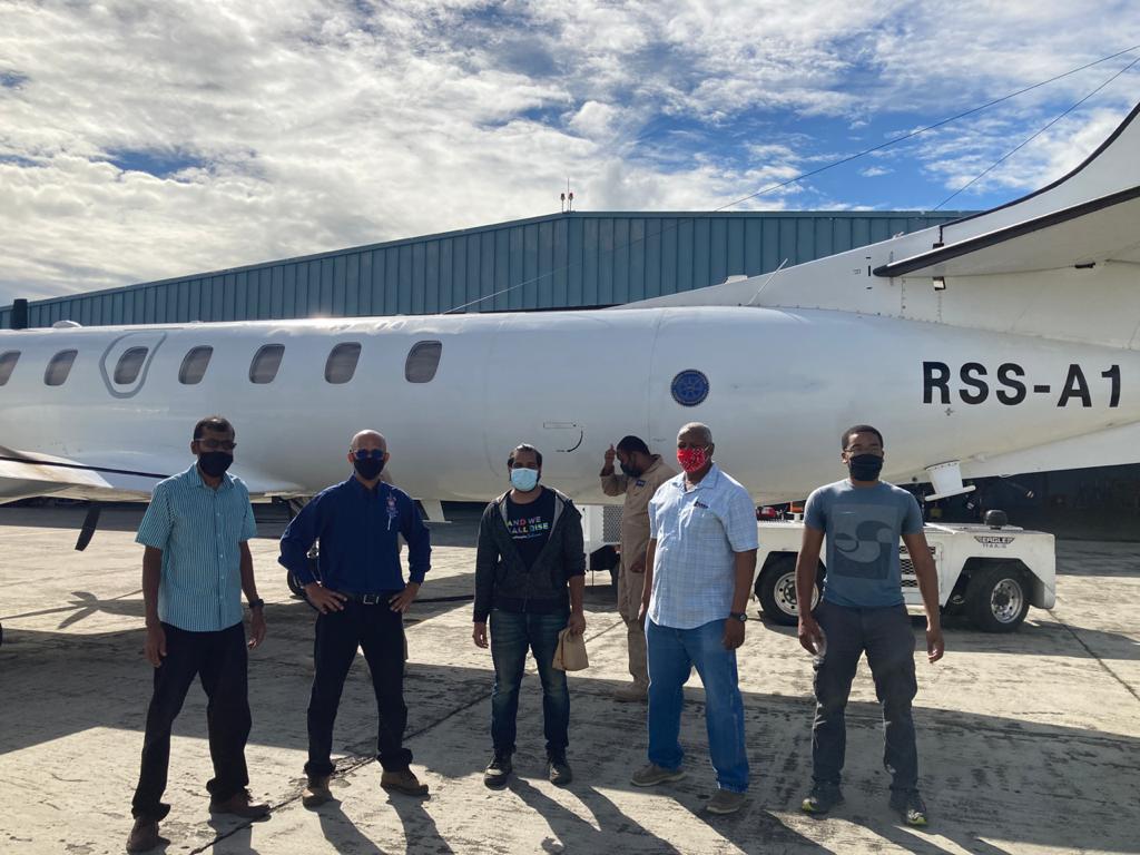 Members of the UWI Seismic Research team in St Vincent along with officials from the Vincentian government on Thursday. Photo courtesy UWI Seismic Research Centre -