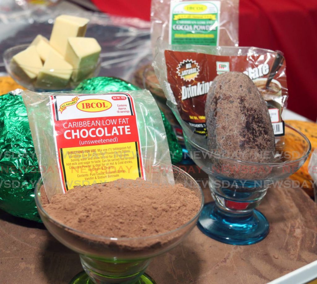 Local drinking chocolate in powder and solid form at the launch of World Cocoa day in 2015 at UWI, St Augustine.  - ANGELO MARCELLE