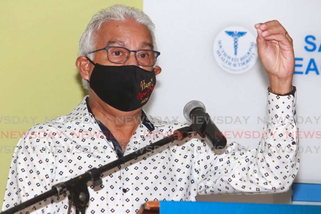 Health Minister Terrance Deyalsingh addressing the media at the San Fernando Teaching Hospital on Friday. PHOTO BY CHEQUANA WHEELER