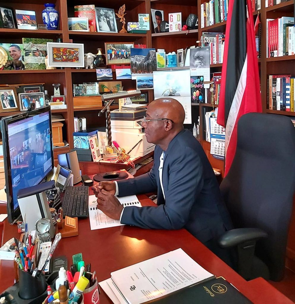 Prime Minister Dr Keith Rowley hosts his first meeting as chairman of Caricom on Tuesday. Rowley was back on the job after undergoing an angioplasty over the weekend. - OFFICE OF THE PRIME MINISTER
