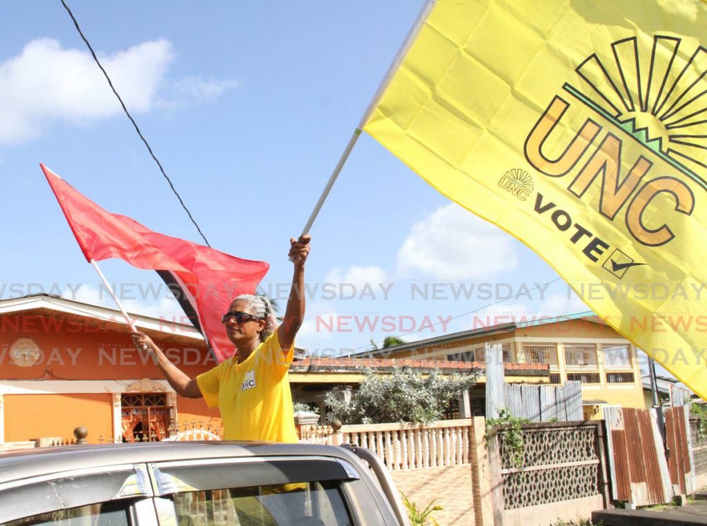 A UNC supporter campaign for Arima Central candidate Sheldon 'Fish' Garcia in a motorcade on January 23. Garcia won the seat in the local government by-election of the PNM controlled- Arima Borough Corporation on January 25. UNC MPs distanced themselves from former MP Ramona Ramdial's view that the win was nothing to celebrate and that the PDP in Tobago may overtake the party at the national level. PHOTO BY ANGELO MARCELLE - 