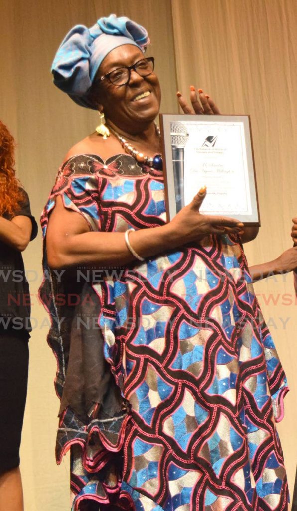 File photo: Sandra Des Vignes-Millington better known as Singing Sandra after she was presented with the award of recognition at the Women of Substance show held at Little Carib Theatre on Saturday night. - Vidya Thurab