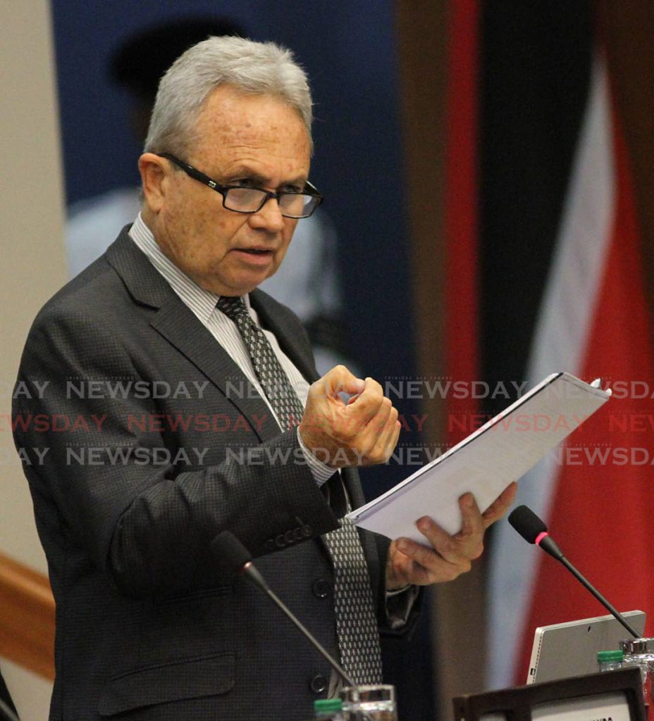 Finance Minister Colm Imbert in Parliament in 2019. File photo - 