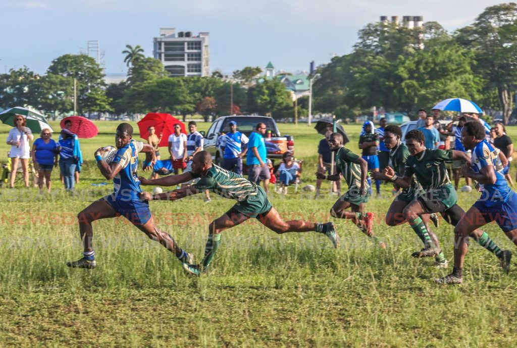 Action between Harvard and Northerns in a TT rugby league match at the Queens’ Park Savannah, Port of Spain, in 2019.  - JEFF K MAYERS