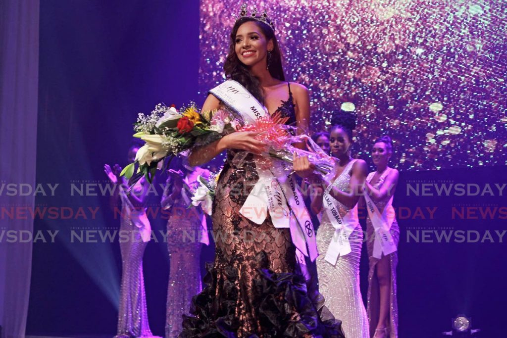 Miss Palmiste Jeanie Brandt does her first walk as Miss World TT 2021 at the Southern Academy for the Performing Arts on Sunday night. - CHEQUANA WHEELER