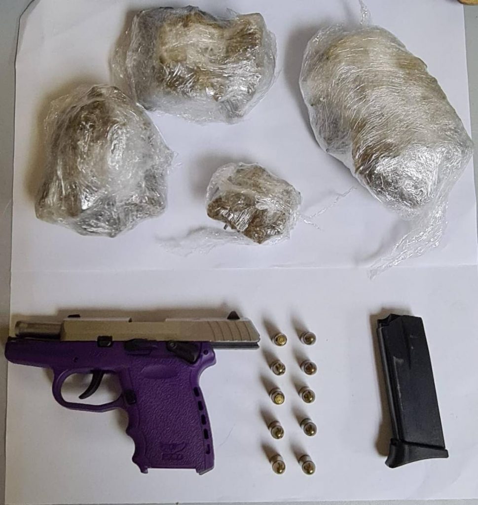 Gun, ammo, marijuana seized by police at a home in Cocorite on Thursday morning - TTPS