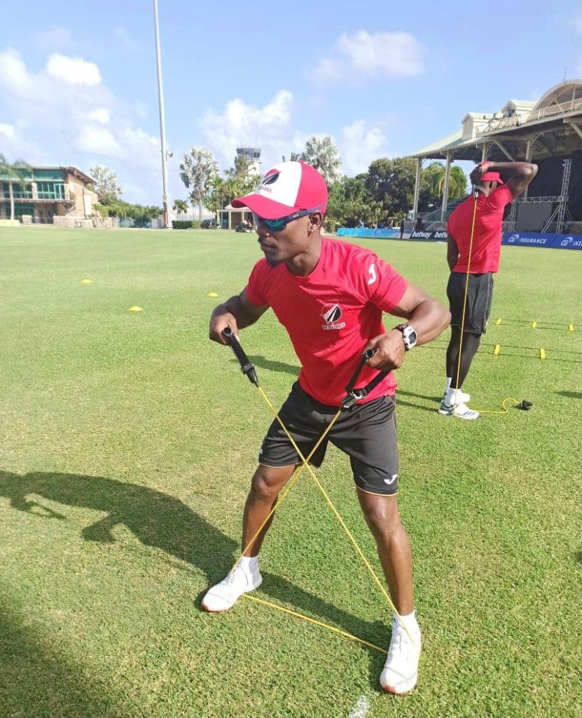 TT Red Force batsman Jason Mohammed trains leading up to the team’s opening match against Jamaica Scorpions in the CG Insurance Super50 tournament in Antigua. 
PHOTO COURTESY TT RED FORCE - TT RED FORCE