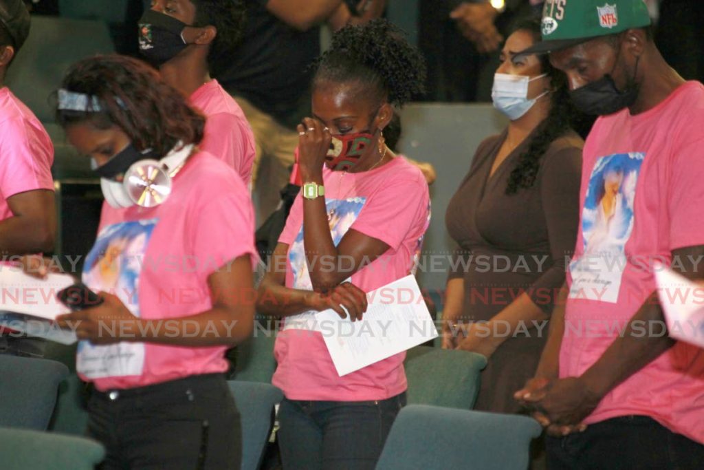 Mourners at the funeral of murder victim Andrea Bharatt at Faith Assembly International, Arouca on Friday. PHOTO BY ROGER JACOB - 
