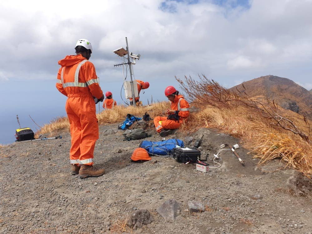 UWI scientists at the La Soufriere volcano in St Vincent.  - Photo courtesy UWI