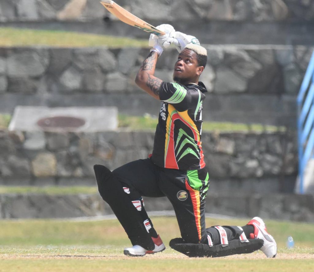 Guyana Jaguars' Shimron Hetmyer watches the ball after playing a shot during the CWI Regional Super50 match in Antigua.  - CWI Media