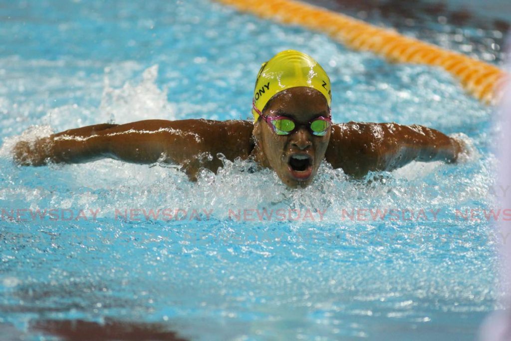 Zoe Anthony competes in the breaststroke, on Friday night, at the National Age Group Long Course Championships, at the National Aquatic Centre, Couva. - Marvin Hamilton