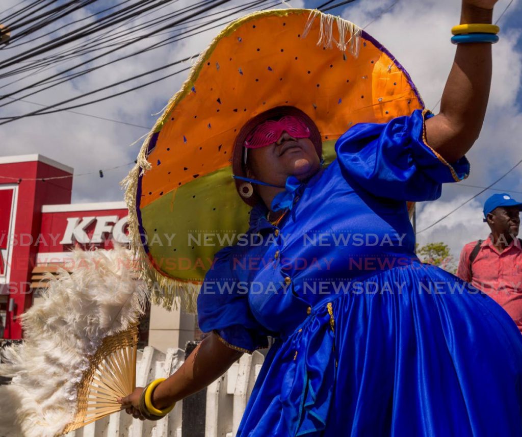 A dame Lorraine dances in a parade of traditional Carnival characters in Tobago on January 17, 2020. File photo - 
