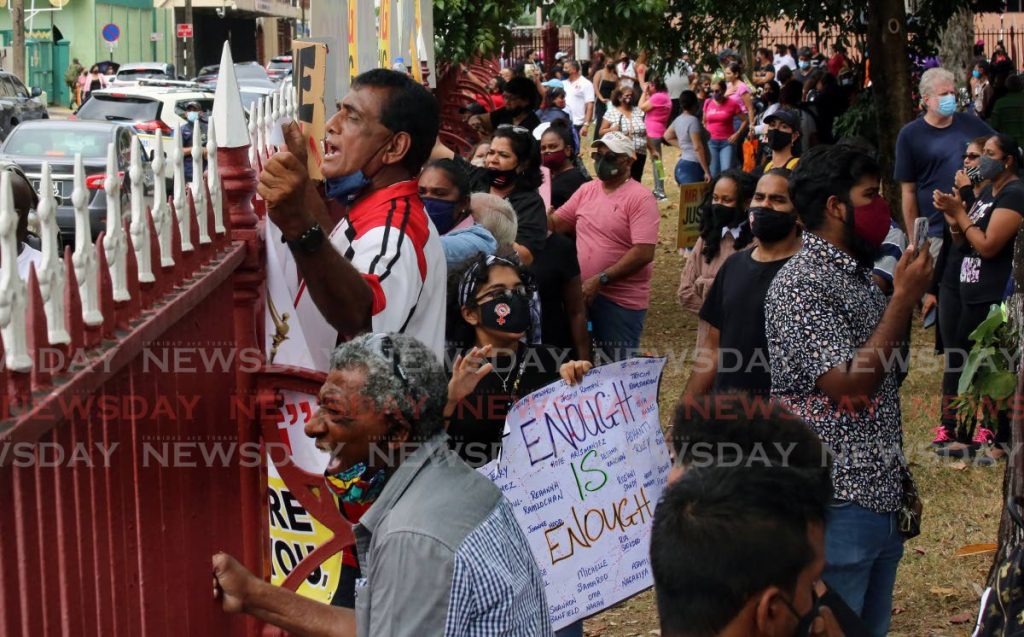 File photo: A recent protest against gender-based violence at Woodford Square.  