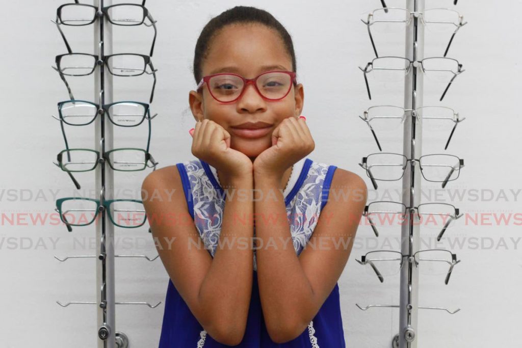 Aaliyah Assivero, 10, a student of Mayo RC School made a visit to Ideal Optical Vision, High Street San Fernando. She, like many kids now, are forced to use on screen devices owing to covid19 pandemic. - Marvin Hamilton